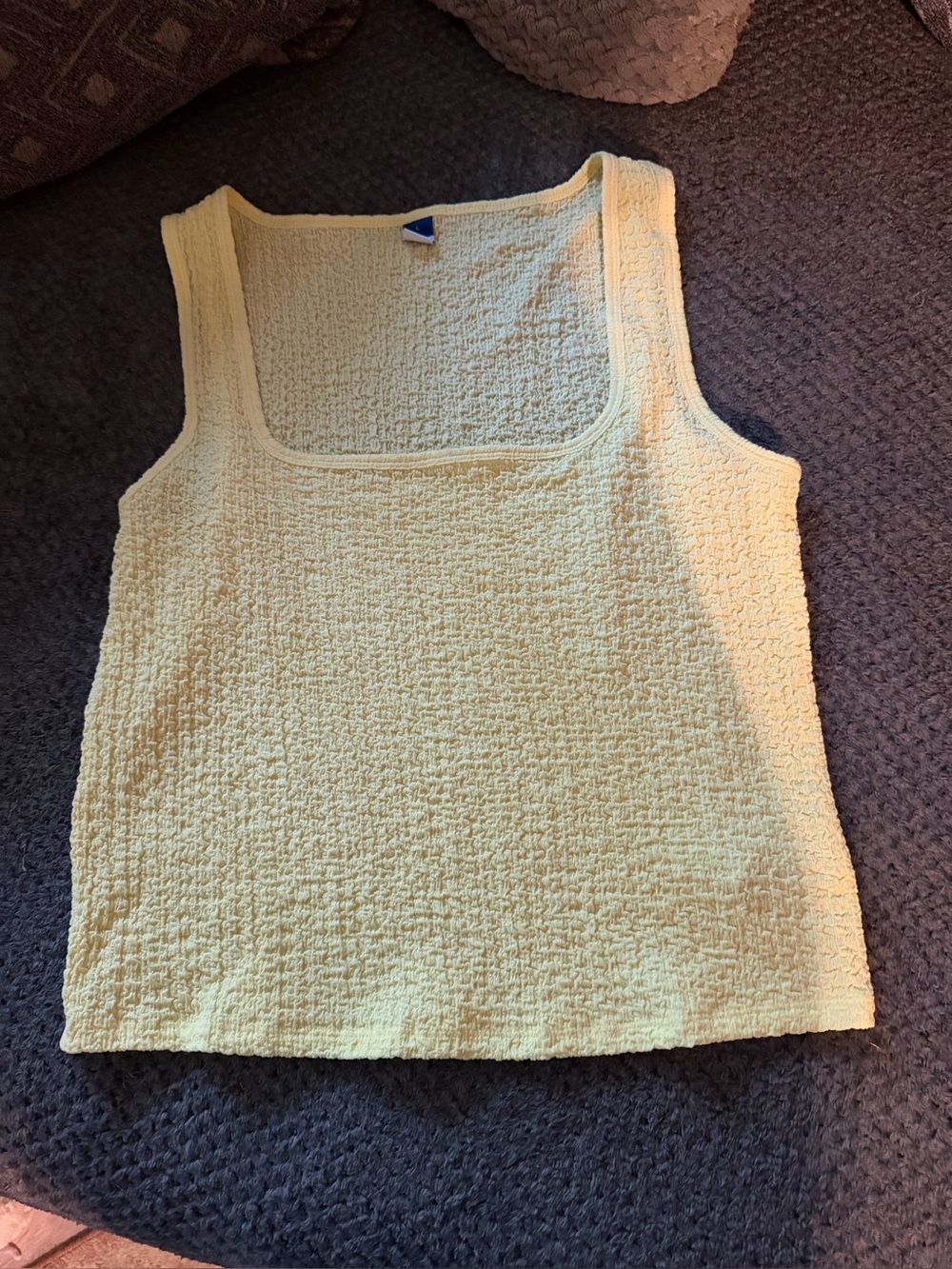 Old Navy Pale Yellow Textured Square-Neck Tank